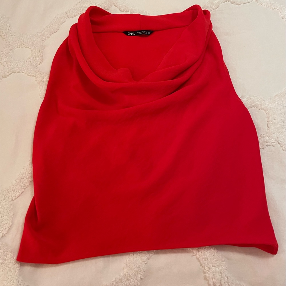 Zara women’s red cowl neck tank top